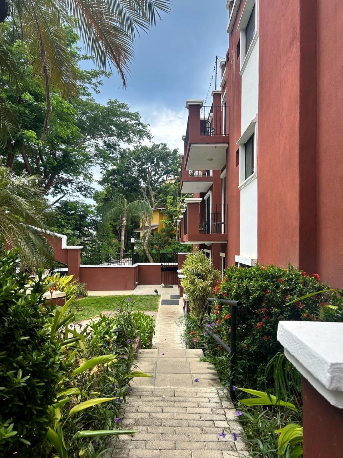 Garden path & condo exterior
